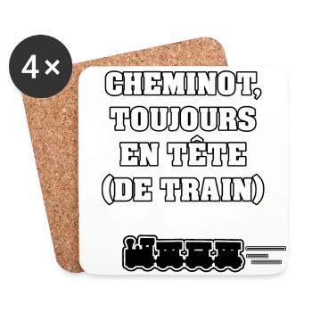 CHEMINOT, TOUJOURS EN TÊTE (DE TRAIN) - Dessous de verre (lot de 4) - blanc - Devant
