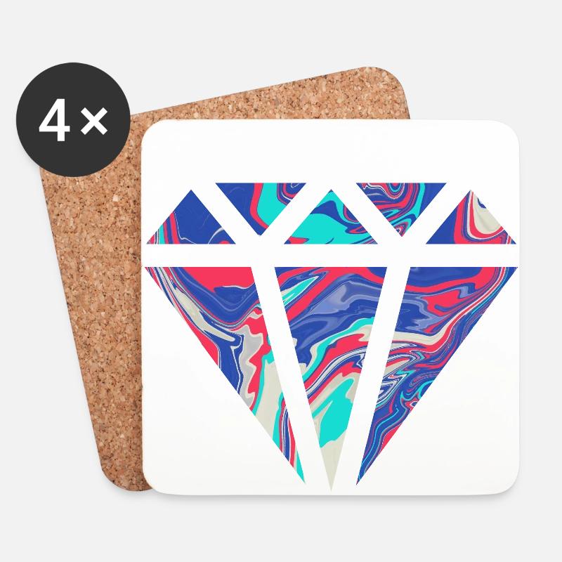 Schlichtes buntes Diamanten Design/Symbol - Untersetzer (4er-Set) - Weiß