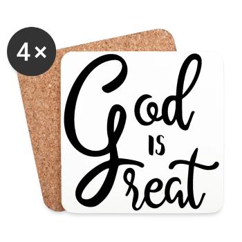 DIEU EST GRAND DIEU EST GRANDE RELIGION CHRÉTIENNE - Dessous de verre (lot de 4) - blanc - Devant