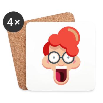 Crazy redhead with glasses - Coasters (set of 4) - white - Front