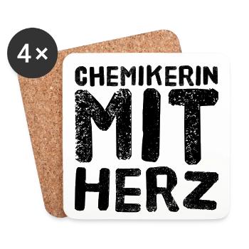 Chemist with Heart Master Chemistry Bachelor Chemistry - Coasters (set of 4) - white - Front