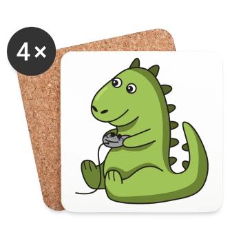 Gamer dinosaur gift idea dino trex game - Coasters (set of 4) - white - Front