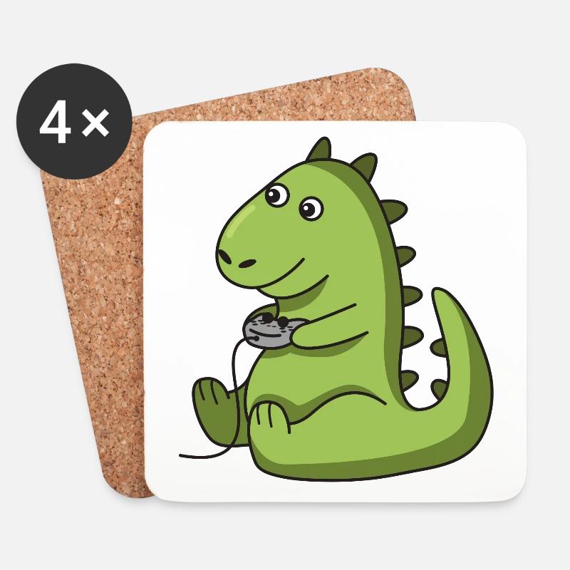 Gamer Dinosaurier Geschenk idee Dino trex spiel - Untersetzer (4er-Set) - Weiß