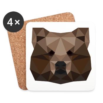 Bear geometric gift idea bear brown bear animal - Coasters (set of 4) - white - Front