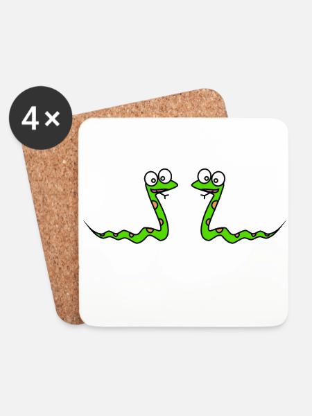 Snake friends animals kids gift idea buddy - Coasters (set of 4) - white