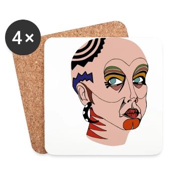 Femme tribale - Dessous de verre (lot de 4) - blanc - Devant