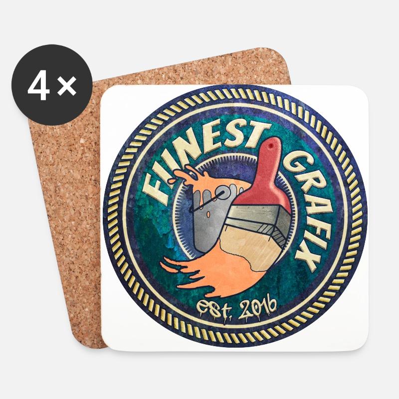 Fiinest Grafix - Retro Brush - Untersetzer (4er-Set) - Weiß