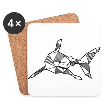 Hai geometrisch Fisch Geschenk idee Tier wild Meer - Untersetzer (4er-Set) - Weiß - Vorne