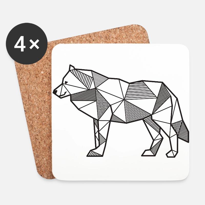 Wolf geometrisch Geschenk idee Tier Wildnis Linien - Untersetzer (4er-Set) - Weiß