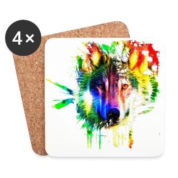 Wolf Splash Modern - Coasters (set of 4) - white - Front