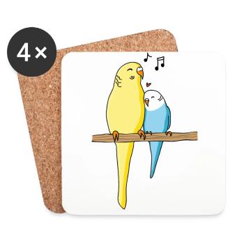 Wellensittich Vogel Sittich singen Geschenk - Untersetzer (4er-Set) - Weiß - Vorne