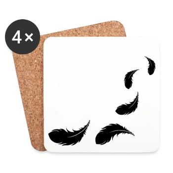 Plumes volantes noires - Dessous de verre (lot de 4) - blanc - Devant