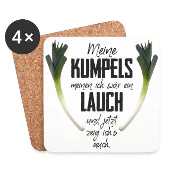 Meine Kumpels meinen ich wär ein Lauch - Untersetzer (4er-Set) - Weiß - Vorne