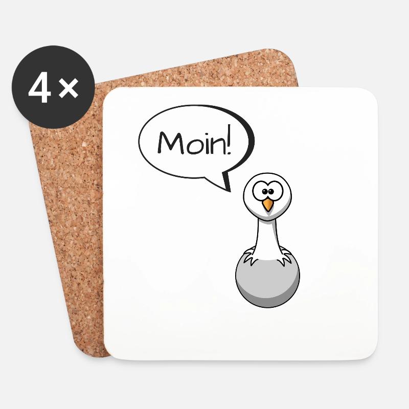 Moin! Möwe mit Sprechblase Lustig Geschenk Idee - Untersetzer (4er-Set) - Weiß