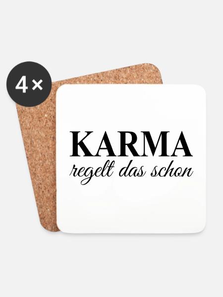 Karma Spruch schwarz Geschenk Idee - Untersetzer (4er-Set) - Weiß
