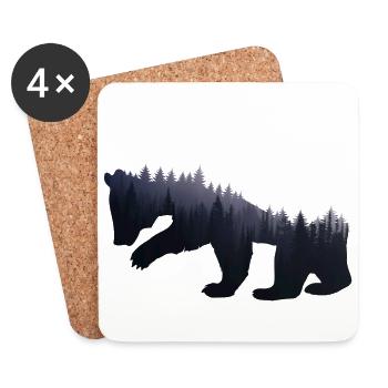 Bär Wald Natur - Geschenk - Untersetzer (4er-Set) - Weiß - Vorne