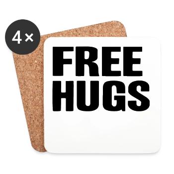 Gratis Umarmung freundlich glücklich Geschenk Idee - Untersetzer (4er-Set) - Weiß - Vorne