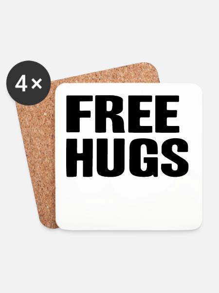 Gratis Umarmung freundlich glücklich Geschenk Idee - Untersetzer (4er-Set) - Weiß