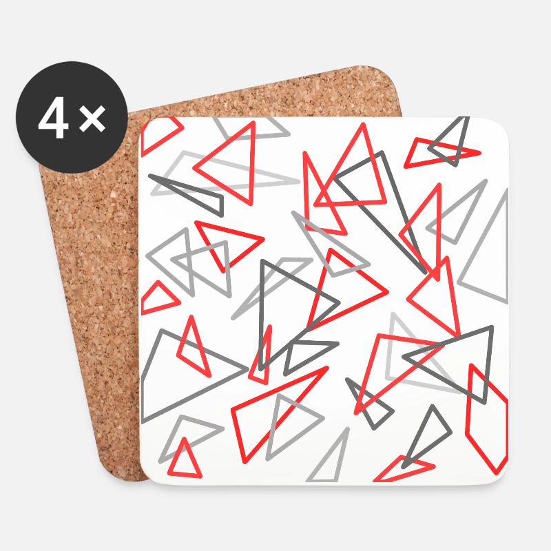 Dreieck Design rot/grau - Untersetzer (4er-Set) - Weiß