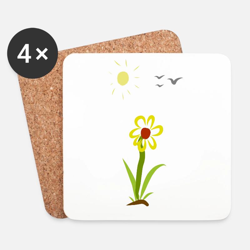 Blume - Untersetzer (4er-Set) - Weiß