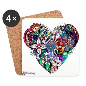 Mandala Herz bunt. - Untersetzer (4er-Set) - Weiß - Vorne
