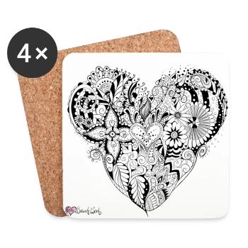 Mandala white black - Coasters (set of 4) - white - Front