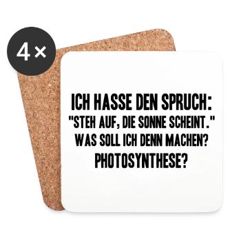 PHOTOSYNTHESE ?! Lustiger Spruch für Schlafmüzen - Untersetzer (4er-Set) - Weiß - Vorne