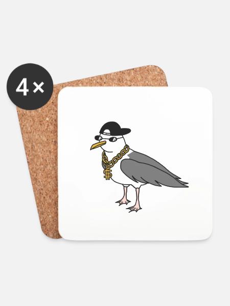 Rapper seagull - Coasters (set of 4) - white