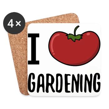 Gärtner gärtnern ich liebe Geschenk Tomate Garten - Untersetzer (4er-Set) - Weiß - Vorne