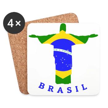 Brasil flag statue - Coasters (set of 4) - white - Front