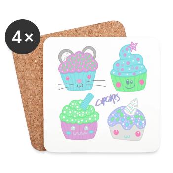 Süße Cupcakes - Untersetzer (4er-Set) - Weiß - Vorne