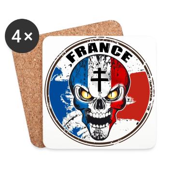 Skull croix de Lorraine - Dessous de verre (lot de 4) - blanc - Devant
