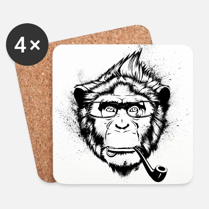Ironique Chimp - Dessous de verre (lot de 4) - blanc