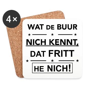 Plattdeutscher Spruch Geschenk Idee - Untersetzer (4er-Set) - Weiß - Vorne