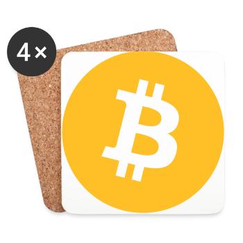 Vêtements et accessoires avec un petit logo Bitcoin - Dessous de verre (lot de 4) - blanc - Devant