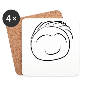 Gesicht - Lachen - Smiley - Emoticon - Untersetzer (4er-Set) - Weiß - Vorne