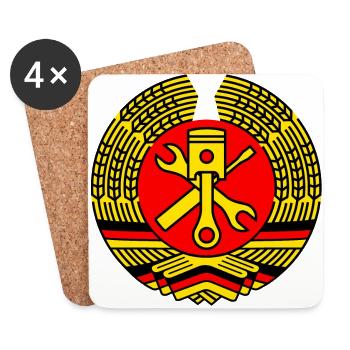 DDR Werkstatt Tuning Wappen 3c (+ Dein Text) - Untersetzer (4er-Set) - Weiß - Vorne