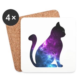 Galaxy Cat Space Gift - Coasters (set of 4) - white - Front