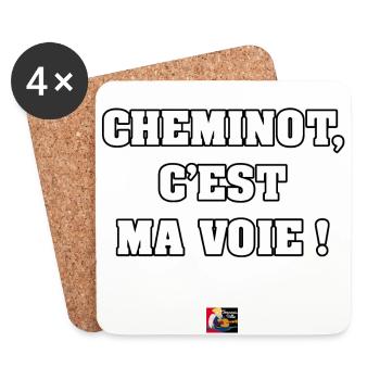 CHEMINOT, C'EST MA VOIE ! - JEUX DE MOTS - Dessous de verre (lot de 4) - blanc - Devant