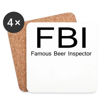 FBI - Famous Beer Inspector - Untersetzer (4er-Set) - Weiß - Vorne