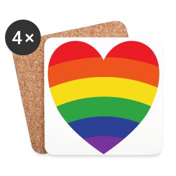 Regenbogenherz | LGBT | Geschenkidee - Untersetzer (4er-Set) - Weiß - Vorne