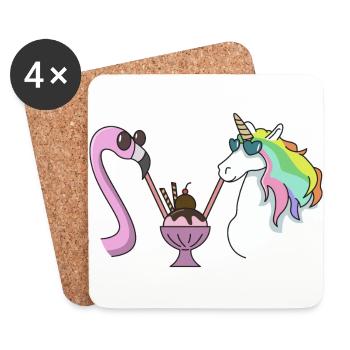 Flamingo unicorn ice cream cup gift summer ice cream - Coasters (set of 4) - white - Front
