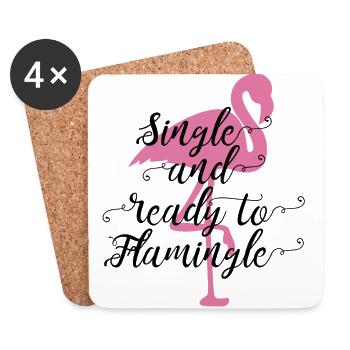 Flamingo cadeau unique disant oiseau rose drôle - Dessous de verre (lot de 4) - blanc - Devant