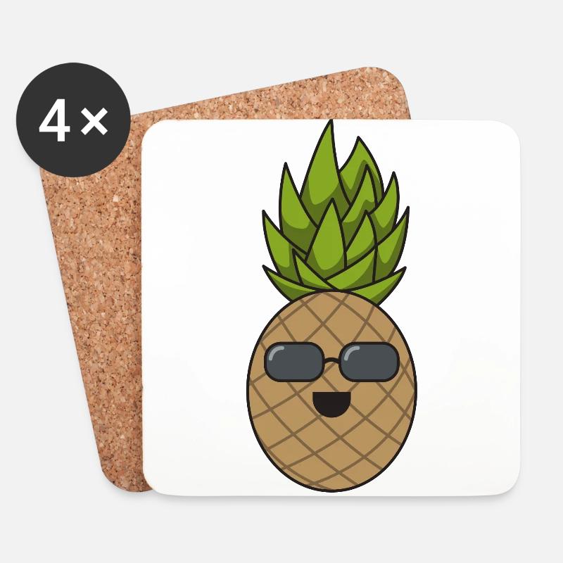 Ananas cool Geschenk Sonnenbrille Sommer Obst - Untersetzer (4er-Set) - Weiß