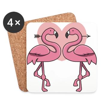 Heart Flamingo in love gift pink exotic - Coasters (set of 4) - white - Front