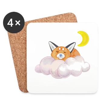Sleeping cat cloud moon night gift - Coasters (set of 4) - white - Front
