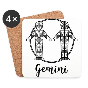 Sternzeichen Zwilling Geschenk geometrisch Astro - Untersetzer (4er-Set) - Weiß - Vorne