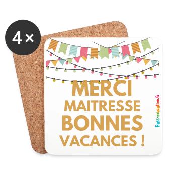 Merci Maitresse, bonnes vacances ! - Dessous de verre (lot de 4) - blanc - Devant