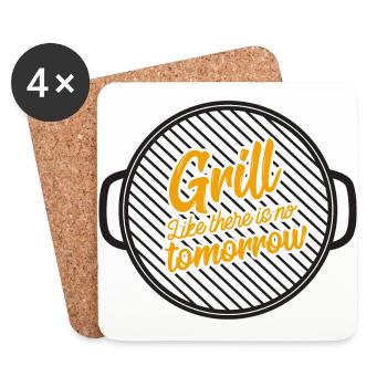 Grill grillen Griller Geschenk Barbecue Koch BBQ - Untersetzer (4er-Set) - Weiß - Vorne