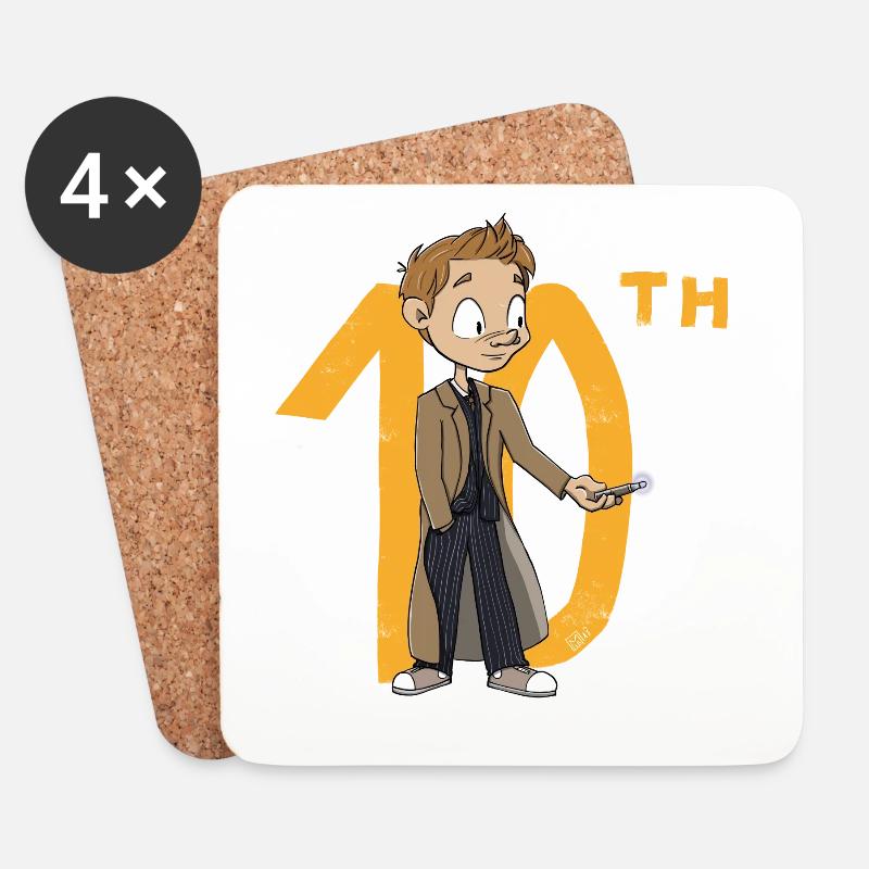 Der 10. Doktor, Chibi-Version - Untersetzer (4er-Set) - Weiß